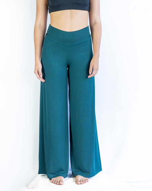 Pantalon Ancho - Verde azulado con texturas