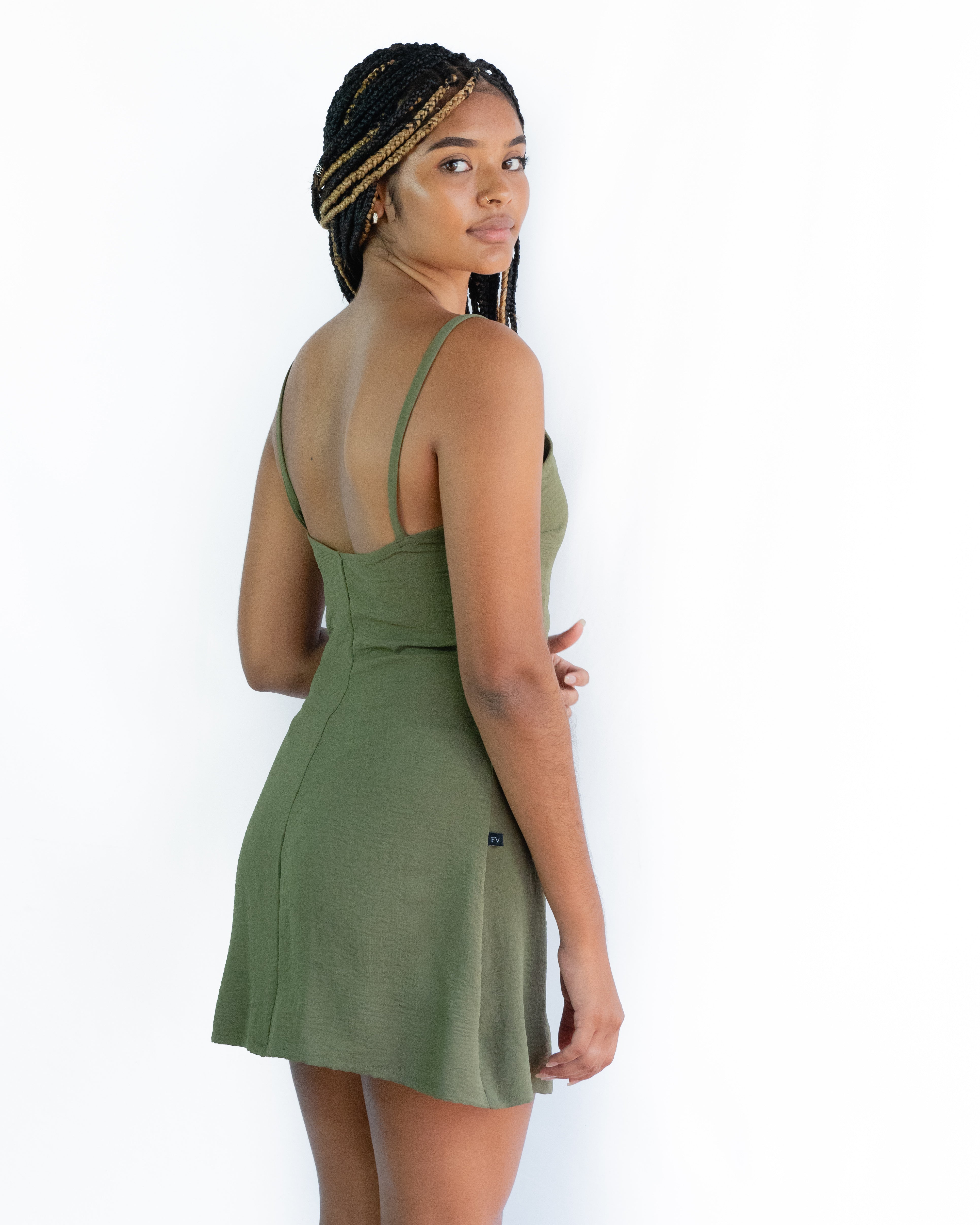 Vestido verde olivo cheap corto